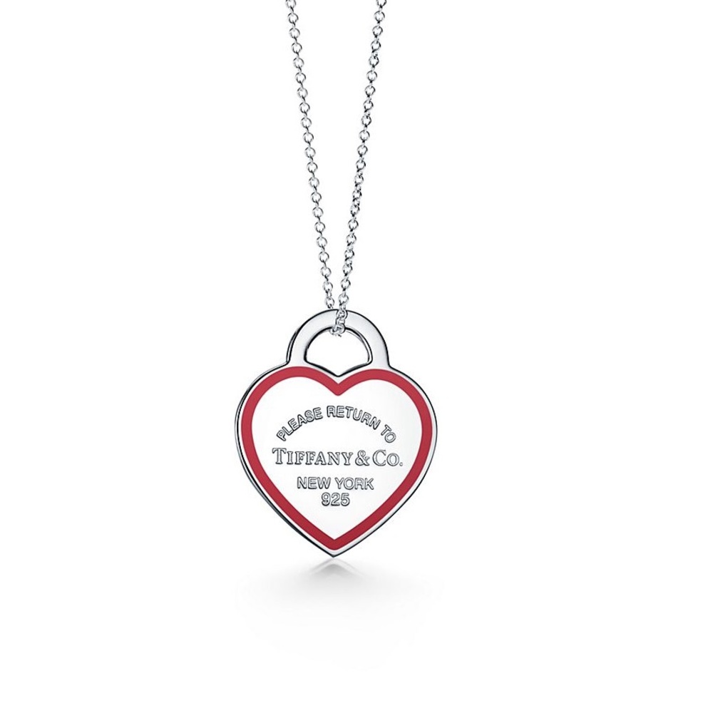 Return To Tiffany Red Outline Heart Tag Charm